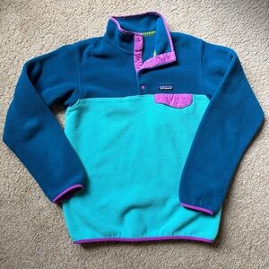 Women's Patagonia Lightweight Synchilla Fleece Snap Pullover, Medium, Turquoise